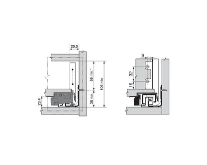 Blum LEGRABOX pure Back M Fixing Set Carbon Black ZB7M000S