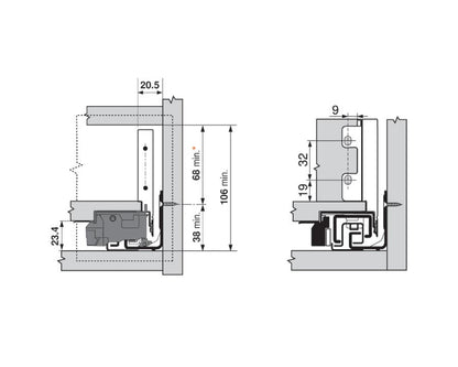 Blum LEGRABOX front fixing for inner drawer ZI70MIA