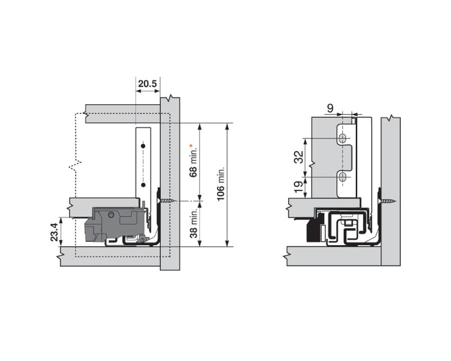 Blum LEGRABOX pure Inner Drawer Components Orion Grey ZI7.0MS0