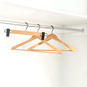 Bamboo Clip Pants Hangers 2 Pack – Black Matte Hook