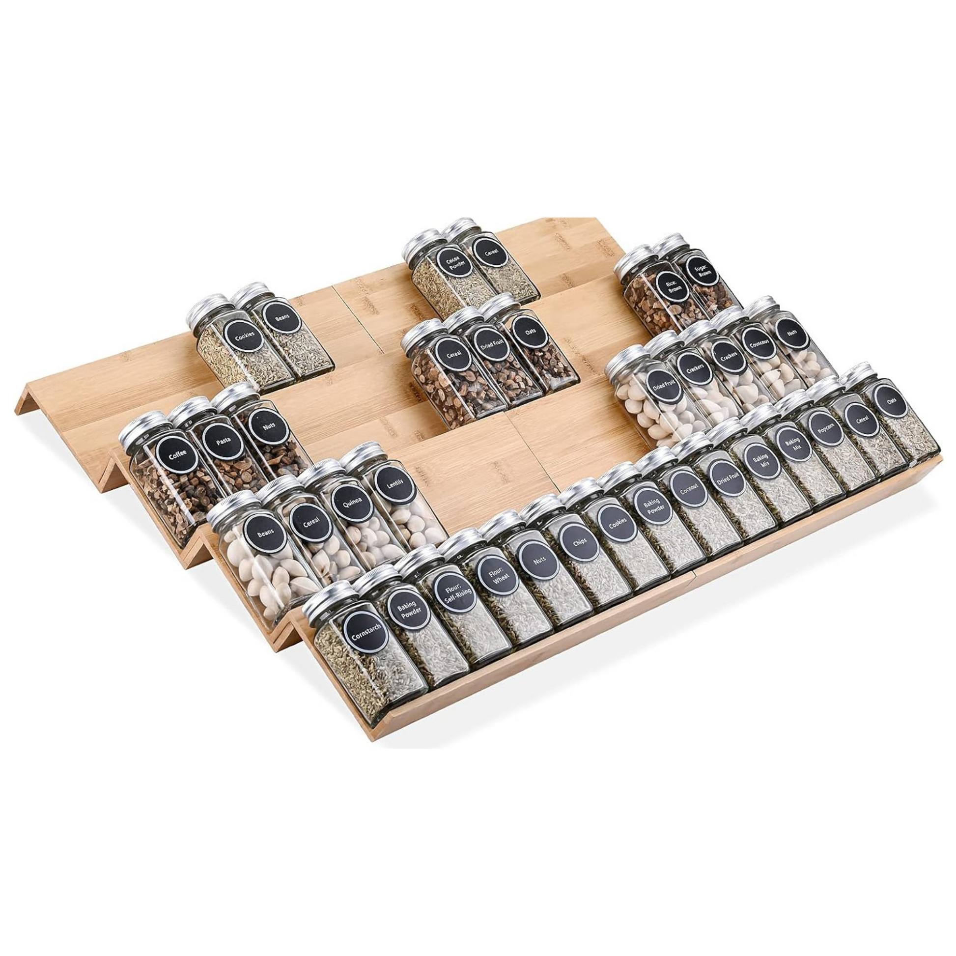 Bamboo Drawer Spice Rack – 4-Tier Organiser Set-1