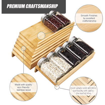 Bamboo Drawer Spice Rack – 4-Tier Organiser Set-3