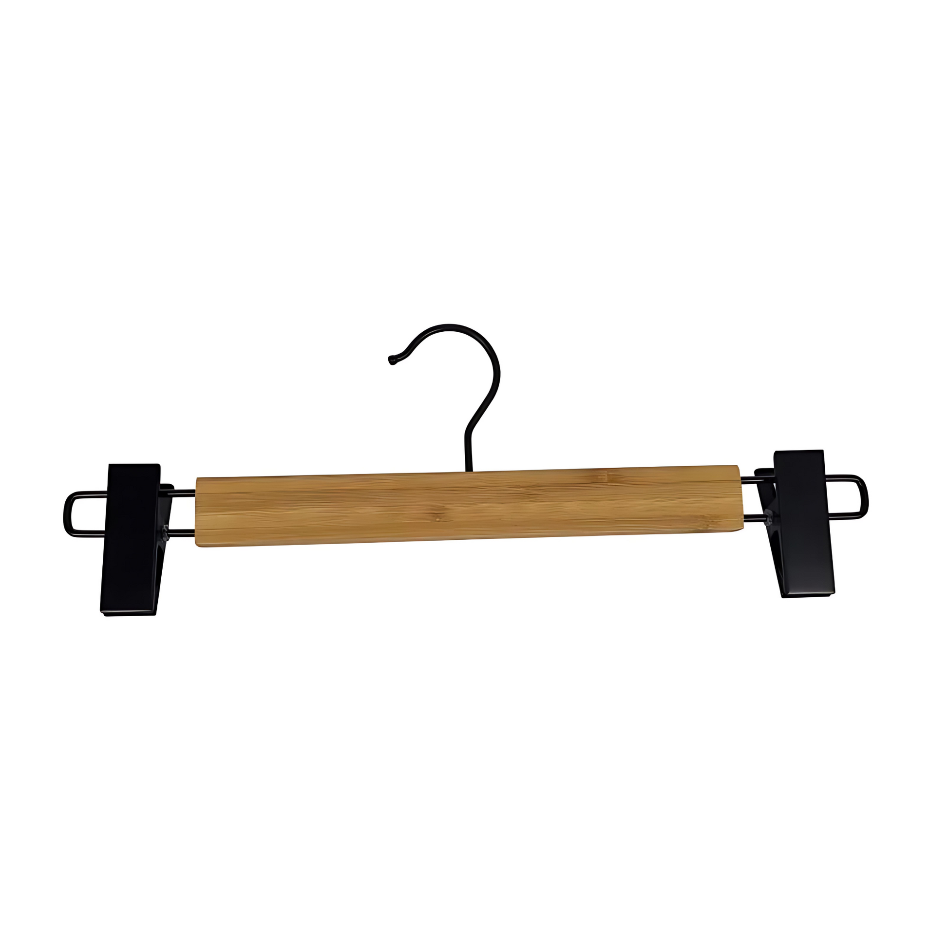 Bamboo Clip Pants Hangers 2 Pack – Black Matte Hook-0