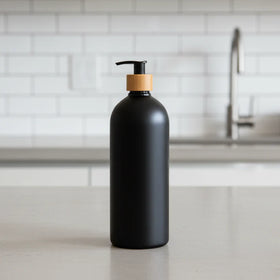 Black Bathroom Pump Bottle – 1 L Refillable Dispenser