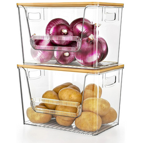 Clear Storage Container with Bamboo Lid – 29cm