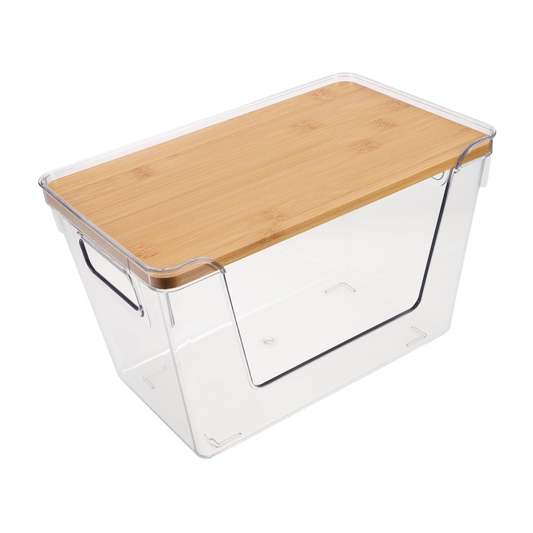 Clear Storage Container with Bamboo Lid – 29cm-0