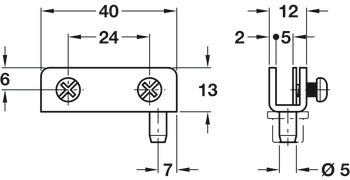 Simplex-Inset Glass Door Hinge | Brushed Chrome