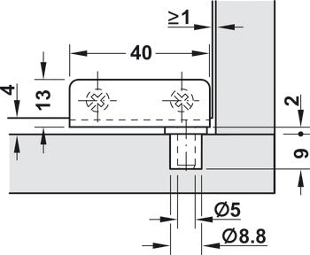 Simplex-Inset Glass Door Hinge | Brushed Chrome