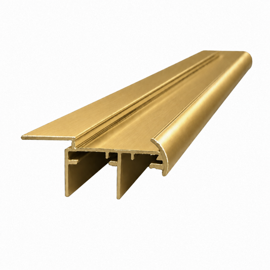 Brushed gold frameless wardrobe sliding door grip style aluminium profile for wardrobe door frame installation and smooth sliding system performance