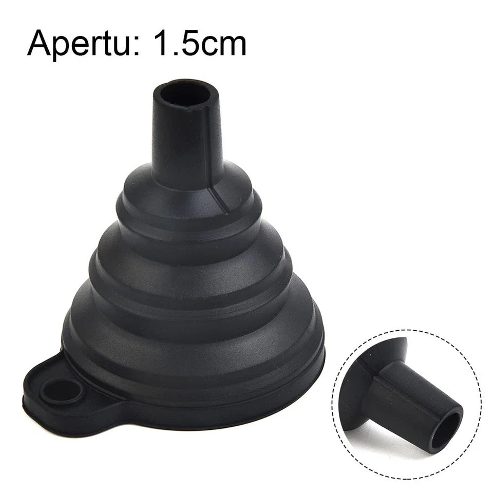 Black Foldable Silicone Funnel for Jars & Liquids-1