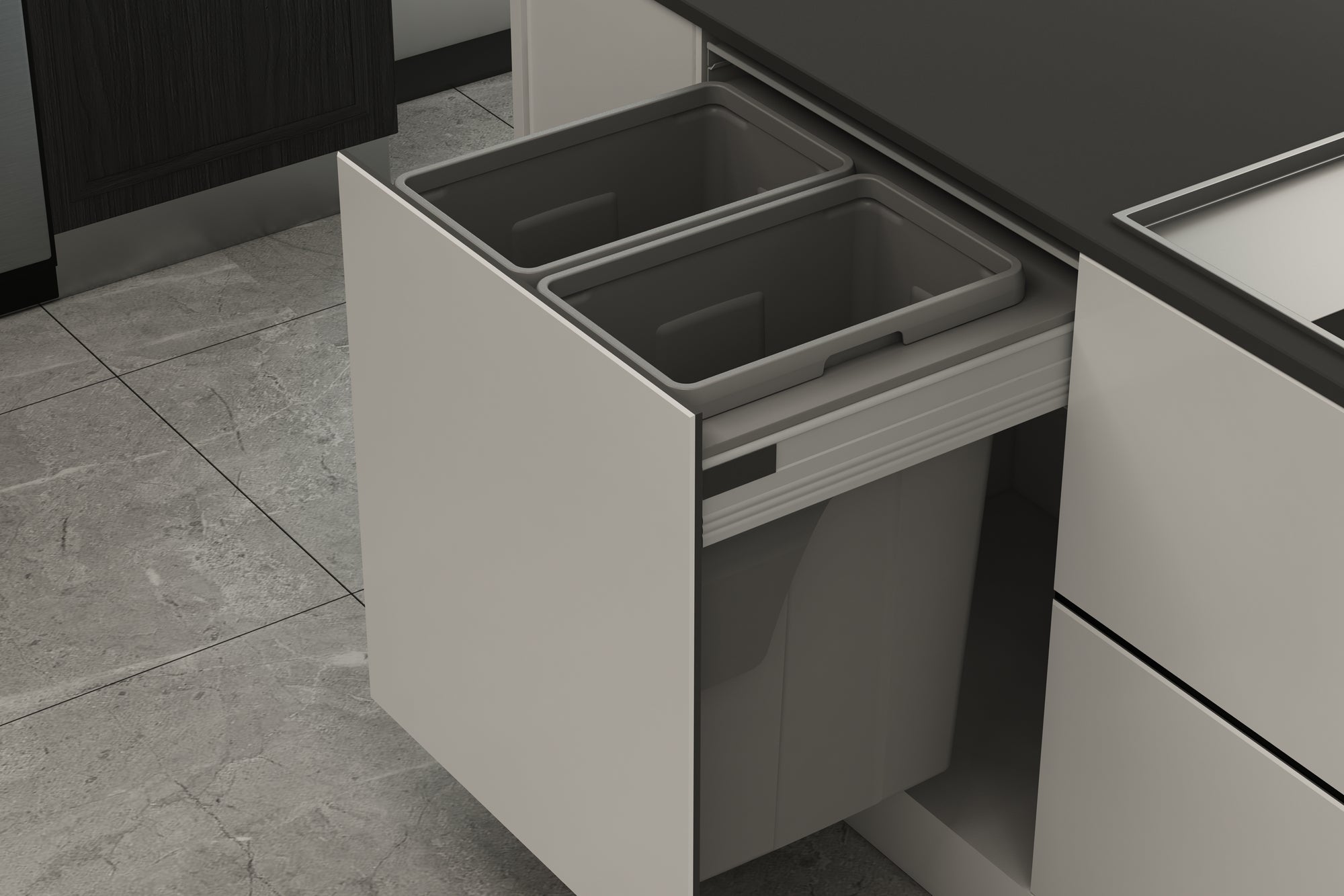 Pull out bin - 600mm cabinet - Imperial Glass and Timber