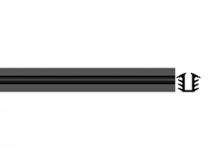 Black 4mm glazing rubber for wardrobe doors and aluminium frames, supplied in a 100m roll