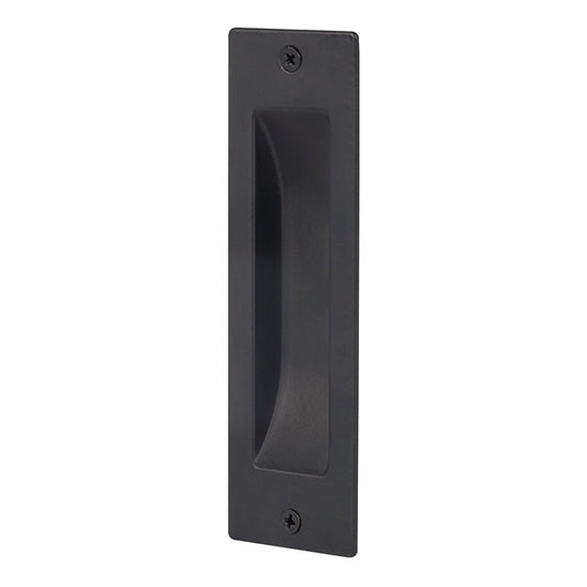 Black 33mm flush pull handle for timber sliding doors, recessed doors and modern interiors