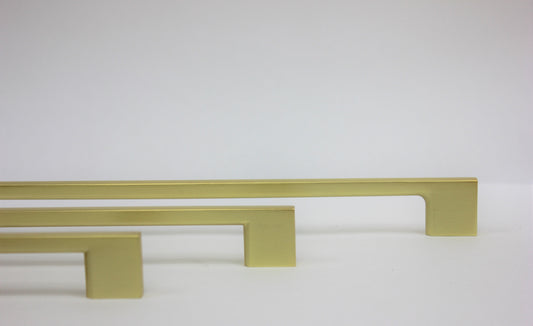 Brushed gold Craftline D handle for contemporary kitchen cabinets, drawers and modern furniture