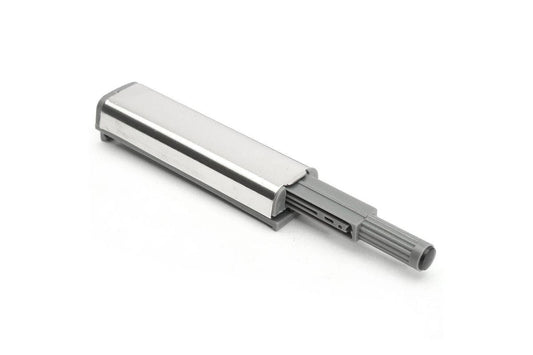 Chrome push catch mechanism for handleless cabinet doors, cupboards and furniture