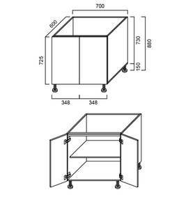 Floor Cabinet - Double Doors 700mm
