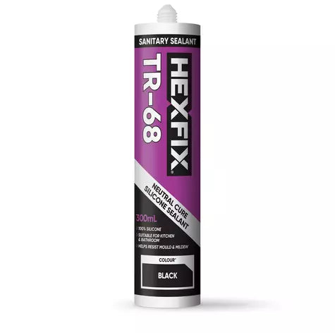 300ml black sanitary silicone sealant for sealing bathrooms, kitchens, sinks and wet areas
