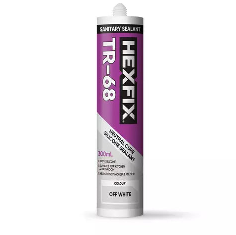 300ml off white sanitary silicone sealant for sealing bathrooms, kitchens, sinks and wet areas