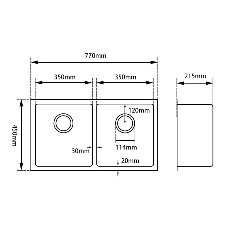 Double Bowl Undermount Sink - Imperial Glass and Timber