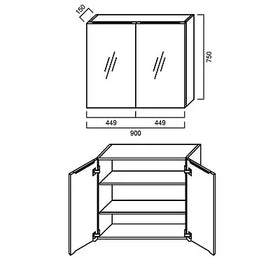 Pencil-Edged Shaving Cabinet 900x750mm