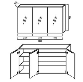 Pencil-Edged Shaving Cabinet 1000x750mm