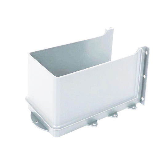 Plastic under sink waste pipe cut-out insert for vanity cabinets and bathroom storage