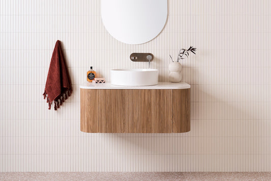 Prime Oak wall hung bathroom vanity cabinet with modern design and stylish bathroom storage