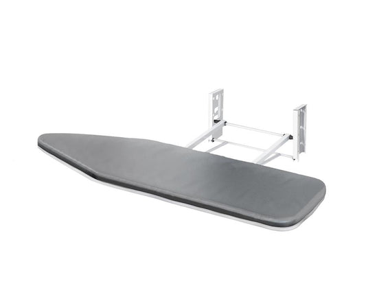 Robinhood built-in swivel ironing board with adjustable height, 90-degree rotation and secure mounting brackets for custom cabinets.
