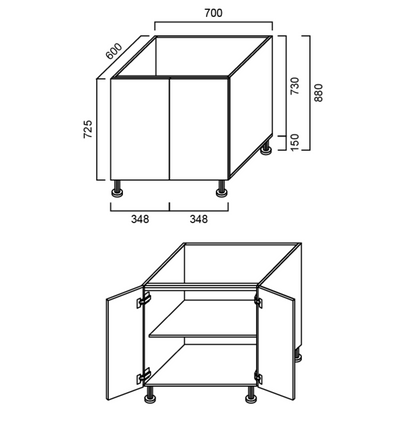 Floor Cabinet - Double Doors 800mm - Imperial Glass and Timber