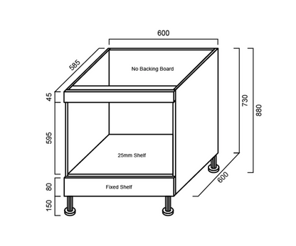 Oven Appliance Cabinet 600mm - Imperial Glass and Timber