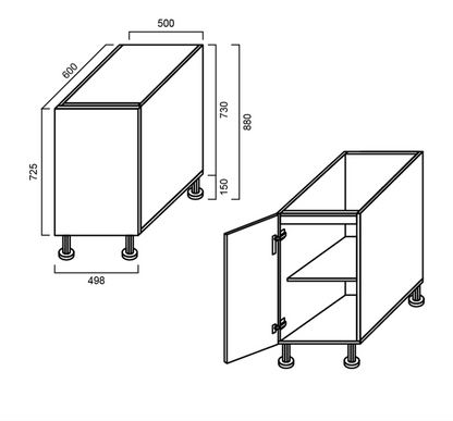 Floor Cabinet - Single Door 500mm - Imperial Glass and Timber