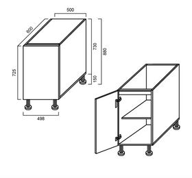 Floor Cabinet - Single Door 500mm