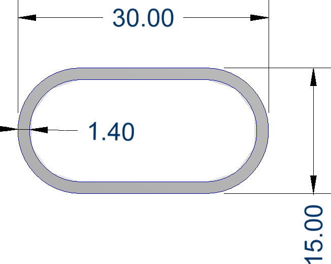 Oval Hanger Rail 15mm x 30mm x 3m - Imperial Glass and Timber