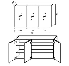 Pencil-Edged Shaving Cabinet 1200x750mm