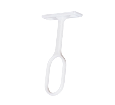 16mm white oval pillar centre bracket for wardrobe hanging rails, providing secure support and preventing rail sagging in wardrobes and closets.