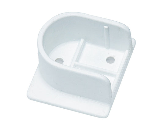 White 16mm plastic U-flange for wardrobe rails, hanging rods and storage systems