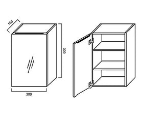 Pencil-Edged Shaving Cabinet 300x600mm