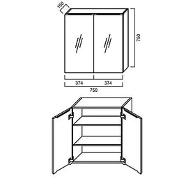 Pencil-Edged Shaving Cabinet 750x750mm