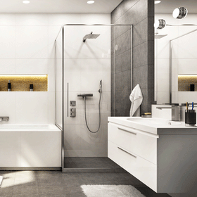 Pivot Door | L Shape | Semi Frameless Shower Screen